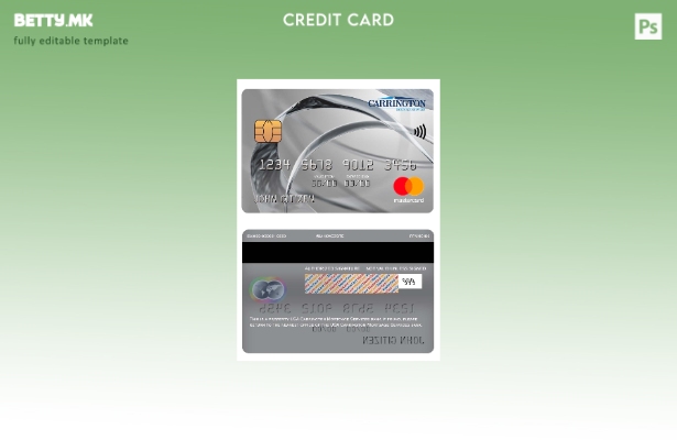 Модерен стил, Шаблон за банкарска мастер карта за хипотекарни услуги на Карингто